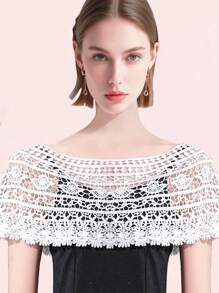 1pc Flower Hollow Out Shawl Elegant Solid Color Breathable Wrap Casual Cape Decorative Shawl & White Dress Outerwear Shawl Short Small Vest Decorative Wrap & Party Prom Wedding Bridal Shawls Wraps Valentine's Day