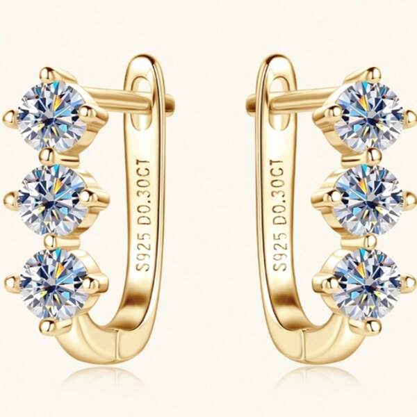 Ladies' U - Shaped Stud Earrings, Inlaid With 6*0.1 - Carat Colorful Moissanites, 925 - Material Fashionable Earrings For Women - Perfect For Engagement & Wedding. Ideal Gifts For Valentine's Day, Easter, Mother's Day, Children's Day, Thanksgiving, Christmas. Multiple Colors Available