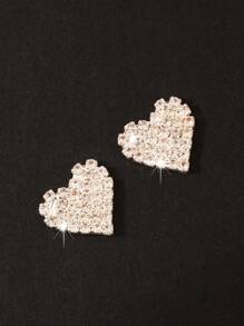 2pcs/Set Fully Rhinestoned Heart Shaped Crystal Breast Pasties, Fashion Bling Body Jewelry Accessories For Beach Party