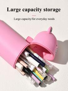 1pc Cute Bear Silicone Pencil Case, Portable Pen Box, Handy Student Stationery Organizer