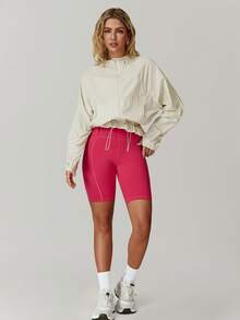 MASKERT Chaqueta ligera para mujer de protección solar para exteriores, de cintura corta, chaqueta transpirable de protección solar para primavera - Albaricoque - Ver 8