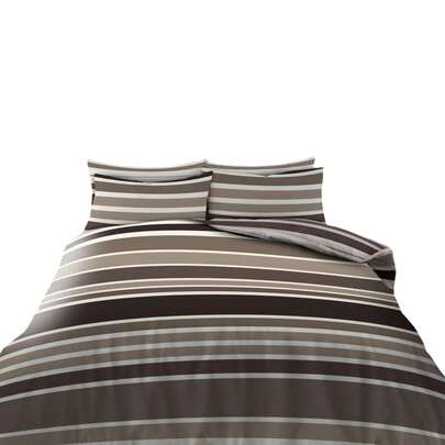 VELVETIO Burford Stripe Printed Duvet Cover Set Reversible Bedding With Matching Fitted Sheet And Pillowcases