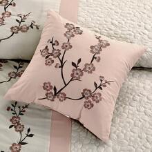 Linnea 7-Piece Luxury Cherry Blossom Floral Embroidery Comforter Set - Blush/Neutral/Taupe Cheery Blossom - View 3
