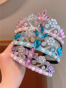1pc Cute Princess Rhinestone Crown Headband For Girls - Hairband - View 2