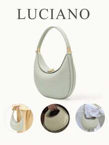New Fashion, Simple, Versatile Crescent Bag, Shoulder Bag, Solid Color Elegant, French Crossbody Bag, Hand-Held Crescent Moon Bag, Light Luxury Niche Youth Commuting, Daily, Travel, Film And Shopping Green