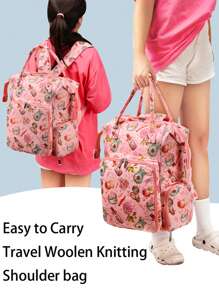 1pc New Diy Wool Crochet Hook Knitting Tool Storage Bag, Living Supplies Miscellaneous Storage, Women Men's Backpack Outdoor Travel Oversized Capacity Portable Shoulder Bag, Suitable For Long And Short Distance Travel Use, A Large Number Of Items To Carry, Holiday Gifts