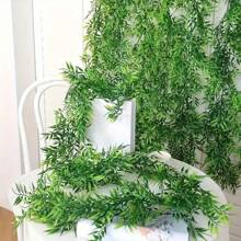 Guirnalda de hojas de bambú artificial - aspecto natural, follaje colgante sin plumas para decoración del hogar y comercial