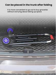1 Set Foldable Hand Pull Cart, Household Moving Cart Trolley, Portable Shopping Cart With Wheels'