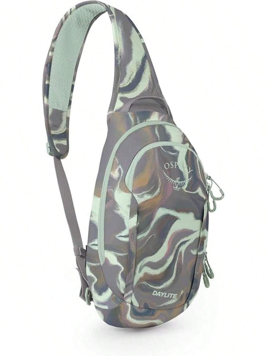 Valentine's Day Bolsas Gift Osprey Daylite Shoulder Sling Bag – Compact Crossbody Backpack For Everyday Carry, Festivals, And Lightweight Travel - 欣快流動印花/聲波灰 - 查看 1