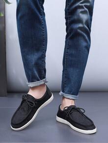 TOLLN 1 双男士亚麻鞋面橡胶底防滑透气舒适休闲鞋 - 黑色 - 查看 8