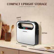 1 Pc 4 Slice Sandwich Maker, Toaster Oven, 750W, Double-Sided Constant Temperature, Non-Stick Ceramic Coating, Overheating Protection, Anti-Scald Handle, Cable Storage, Non-Slip Base, Suitable For Making Sandwiches Or Toast - EU F Type Plug(220-240V) - View 4