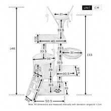 Cat Tree Cat Climbing Frame, 5-Storey Large Cat Tower With Perch Hammock Cat Scratching Post, Wooden Cat Frame, Indoor Play Furniture - Beige - View 10