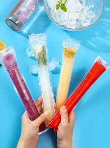 50pcs/100pcs Summer Refreshing Transparent Disposable Popsicle Bags, Household Ice Pop Mold, Sealed, Cold-Resistant, Used For Juice, Soda, Fruit, Freezing And Food Preservation