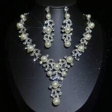1 套复古多功能水晶 3 件套首饰套装：耳环、项链，适合新娘、婚礼、派对、正式场合 - 珠寶套裝 - 查看 2