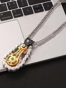 1pc Punk Fidget Gear Finger Chain Metal Toy Necklace, Stress Relief - Gear Necklace - View 1