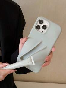 1 pieza Funda de teléfono protectora de silicona minimalista y de unicolor para 16/15/14/13 Pro Max/12, con soporte para lápiz labial (lápiz labial no incluido)