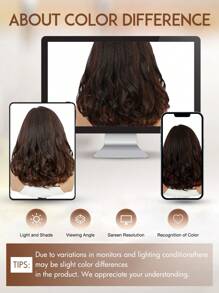 Ykai 蓬松波浪蕾丝部分假发 4x1 蕾丝侧戴式无胶假发 16 英寸全波浪合成假发 素色自然卷曲合成耐热编织全假发 适合女性日常使用