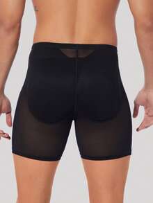 1pc Men's Padded Butt Lift Mesh Breathable Shaping Shorts, Tummy Control Everyday Wear