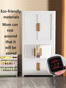 5/4/3/2/1 Layer Storage Cabinet Shelf, Household Wardrobe For Baby Clothes, Toys, Snacks, Easy Assembly, Foldable - White Brown - View 8