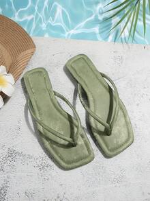 法式人字拖女鞋，甜美仙气，百搭沙滩度假鞋，防滑软底，适合约会、聚会、派对、休闲穿着，春夏百搭单品。 - 綠色 - 查看 7