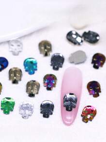 50 PEÇAS/Encantos de Unhas de Crânio de Cristal Gothic - Strass de Arte de Unhas 3D Afiada para Unhas Postiças e Manicure em Gel