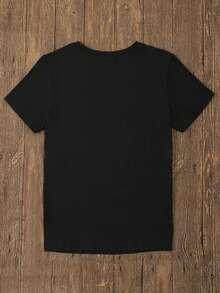 Playeras Para Mujer Con Estampados De Moda Manga Corta Cuello Redondo Casual Camiseta - Negro - Ver 3