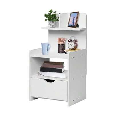 Bedside Table Bedside Cabinet Bedroom Furniture Storage Bedside Drawers Suitable For Bedroom Living Room Hallway Bathroom White 60x32.5x25.5CM