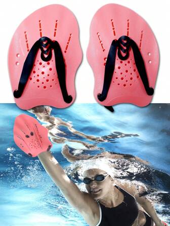 1 对可调节硅胶游泳训练手桨，男女通用浮潜潜水手套、脚蹼、运动硅胶手掌加速划水装备、沙滩必需品、沙滩配件、泳池浮板