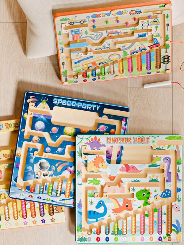 Children's Magnetic Maze Ball Toy, Making Children's Puzzle Early Education, City, Dinosaur, Duck, Space, Puzzle, 3-6 Year Old Focus And Logic Training, Education And Intellectual Development Toys