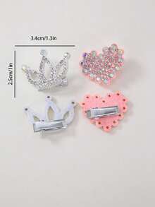 Set de 10 piezas de pasadores para el cabello con diseños de corona de conejo, corazón y lazo para niñas y adolescentes, pasadores para flequillo y laterales, accesorios de moda versátiles, aptos para uso diario, regalo - Multicolor - Ver 5