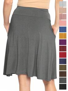 STRETCH IS COMFORT Women's And Plus Knee Length A-Line Skirt With Pockets Small - 3X - 炭灰色 - 查看 2