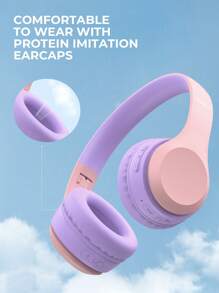 havit Słuchawki dla dzieci z portem udostępniania, bezprzewodowe słuchawki dla dzieci, poziom głośności chroniący słuch 85 dB, przyjazne dla skóry słuchawki nauszne z wbudowanym mikrofonem do iPada/tabletu/samolotu, niebieskie, czas odtwarzania 18 godzin