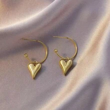 1 par de pendientes aro en forma de C asimétricos y retorcidos de acero inoxidable minimalistas, adecuados para uso diario de moda de mujer u ocasiones de fiesta, se pueden regalar como regalo de vacaciones