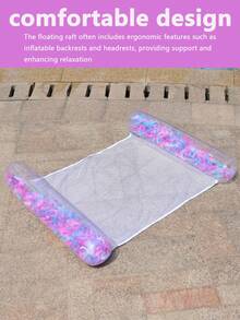 1pc Inflatable Pool Lounge Chair, Shiny Silver Sequin Adult Summer Swimming Pool And Beach Floating Pad, Party Accessory, Perfect Summer Gift, Floating Pool Raft For Adult Vacation Fun And Relaxation, Beach Essentials - Multicolor - View 2