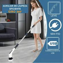 Esfregão Elétrico 9 EM 1 Mop Sem fio Escova De Limpeza Pesada Janela Banheiro e Cozinha Rapida Multiuso 360 Recarregavel Giratoria Rotativo Retratil