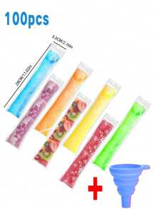50pcs/100pcs Summer Refreshing Transparent Disposable Popsicle Bags, Household Ice Pop Mold, Sealed, Cold-Resistant, Used For Juice, Soda, Fruit, Freezing And Food Preservation