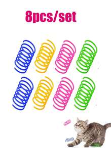 Pet Toys - 2.5cm Colorful Plastic Spring Cat Toys, Interactive Pet Slouchy Cat Toys, Small Cat Jump Toys, Indoor Spring Toys, Multi-Color