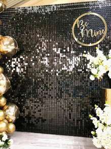 1 pieza Telón de fondo de cortina de plástico para la lluvia de 100*200cm, cortinas de color dorado o plateado para decoración de pared del hogar, perfectas para fiesta de cumpleaños, boda, fiesta festiva (negro), Regreso a la escuela Día de San Valentín