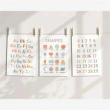 1 Stück/3 Stücke moderne bunte Buchstaben-Zahlen & Formen Wandkunst Dekor Poster, bunte Leinwanddrucke, Modeposter für Wohnzimmer, Schlafzimmer, Zuhause, Büro, Studentenbude, Wandhintergrundgestaltung, Bild optional mit Rahmen