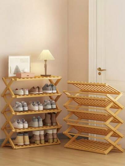 1 pieza Estantería para zapatos de 2/3/4/5 niveles sencilla para interior, plegable y ahorradora de espacio para gabinete de zapatos en el hogar, dormitorio de estudiantes, (requiere montaje)