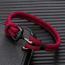 1 pieza Brazalete con forma de cuerda y ancla náutica, brazalete de moda para hombres y mujeres, accesorio de viaje