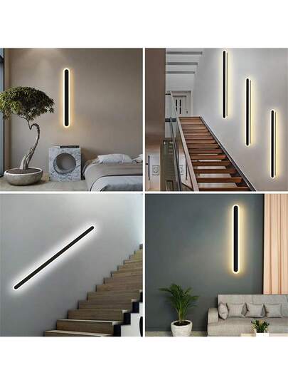 Moderne LED Wand Light, Black, 40/60cm, USB Charging Touch Sensing Aluminum Acrylic Material, Wit Exterior Mounted Linear Gardens, Porches, Balconies Stairwells view 8