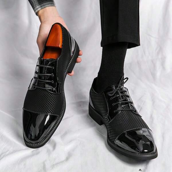 Chaussures de costume de marié pour hommes, chaussures noires formelles, chaussures d'affaires décontractées respirantes, augmentant la taille, style coréen