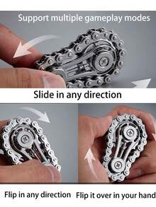 1pc Punk Fidget Gear Finger Chain Metal Toy Necklace, Stress Relief - Gear Necklace - View 2