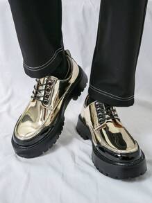 Casual Men Versatile Business Shoes, Korean Style Thick Sole Lightweight Dress Shoes For Work, Party, Wedding, Fashion
