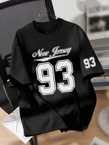 1pc Black New York Graphic Printed Tee Shirt For Tween Boys, Summer Short Sleeve Top, Suitable For Young Students