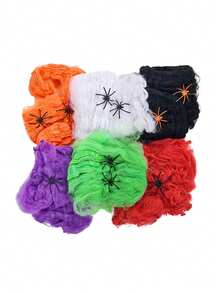 Halloween Decoration White Artificial Elastic Spider Web, Suitable For Halloween Horror Home Party Scene Props, Haunted House Decoration, Christmas - Multicolor - View 6