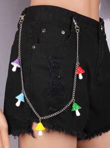 1Pc Random Color Mushroom Acrylic Pendant Double Layer Chain Hip Hop Waist Chain