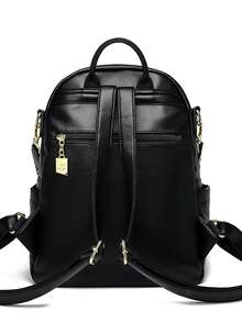 2025 New Arrival Fashionable Versatile Large Capacity Soft Leather Women Backpack, Suitable For Student, Outdoor Travel - Black - View 6