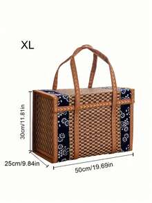 1 pièce Sac en bambou Sac en paille de bambou tissé à la main pour femmes, Sac à main pour pique-nique pour femmes, Sac à lunch pour le déjeuner, tissé à la main de manière écologique pure, convient pour les achats et les pique-niques des femmes, panier de rangement cadeau, rangement de décoration de fête de mariage, sac-cadeau (tapis de fond aléatoire) - Tabac - Voir 12